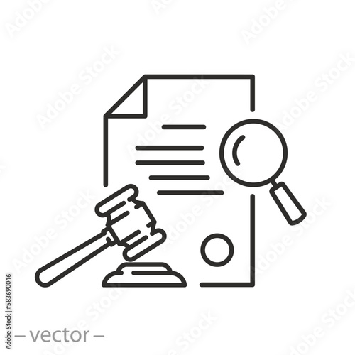 read rules conduct icon, code policies, familiarize with laws or terms, thin line symbol on white background - editable stroke vector illustration eps10