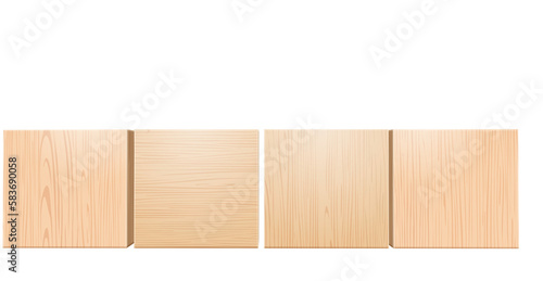 Wooden Blocks 3d Realistic Illustration. Front Perspective View. Business, Creative or Idea Template.