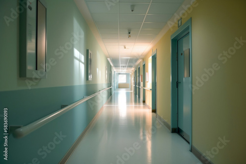 Photography of a Hallway in a Hospital created with Generative AI