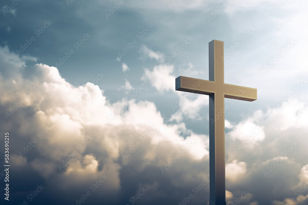Photography of Christian cross in heaven made with Generative AI Photography of Christian cross in heaven made with Generative AI