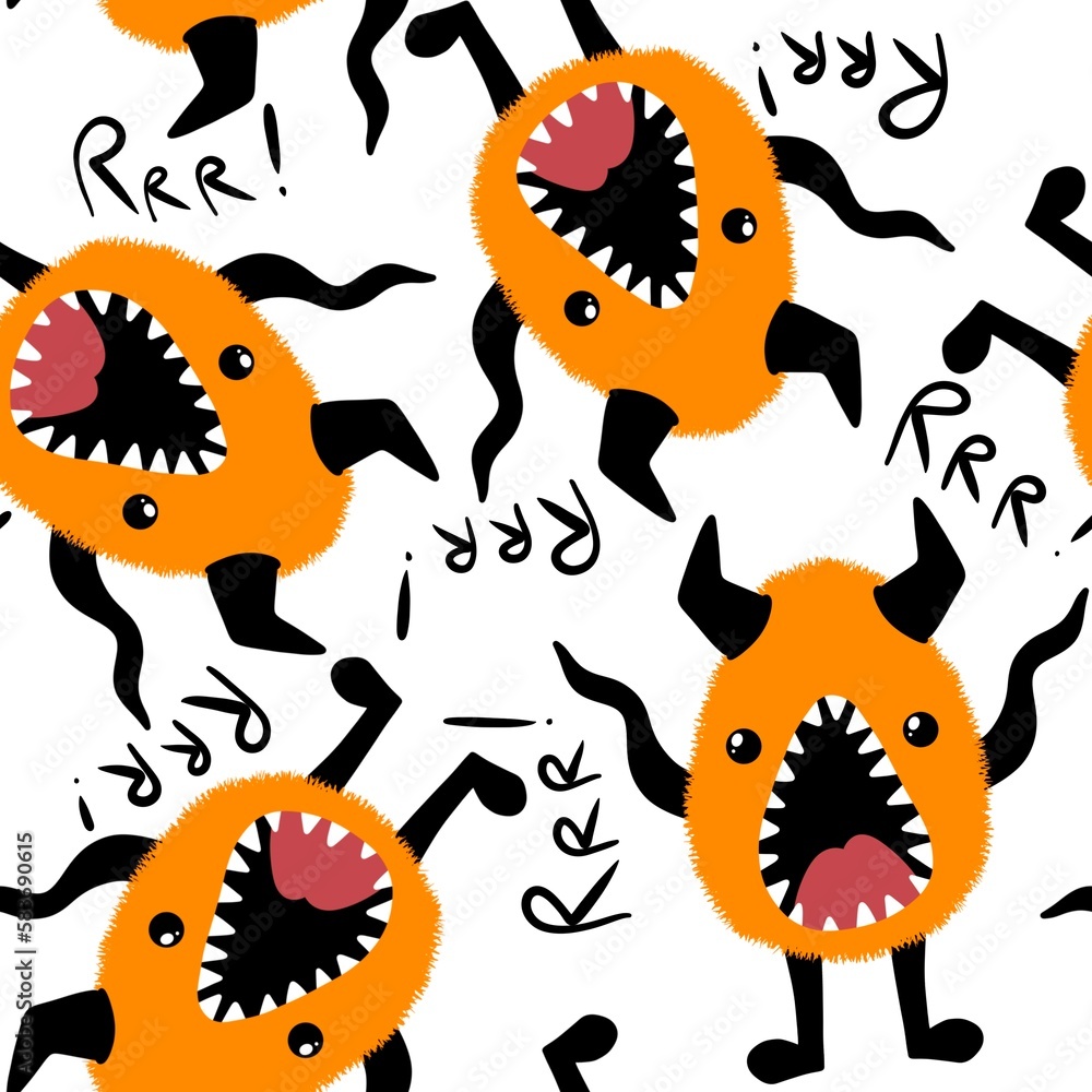 Cartoon monsters seamless emoticons aliens pattern for kids clothes print and wrapping paper and fabrics Cartoon monsters seamless emoticons aliens pattern for kids clothes print and wrapping paper and fabrics