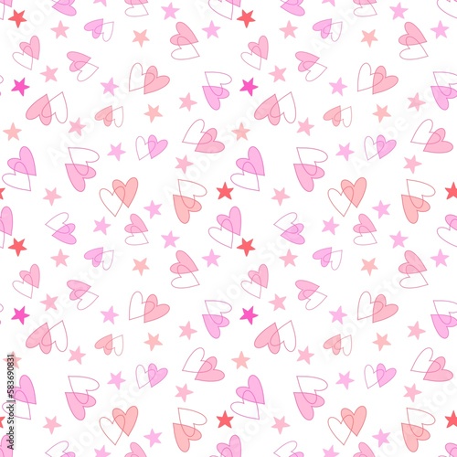 Valentines hearts cartoon pattern for wrapping and kids clothes print and fabrics and gift box