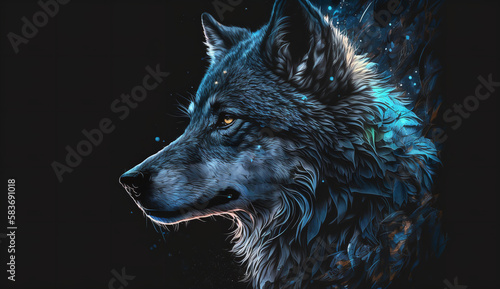 wolf head on black © Volodymyr Skurtul