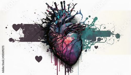 Abstract heart, isolated on white background - watercolor style illustration background by Generative Ai