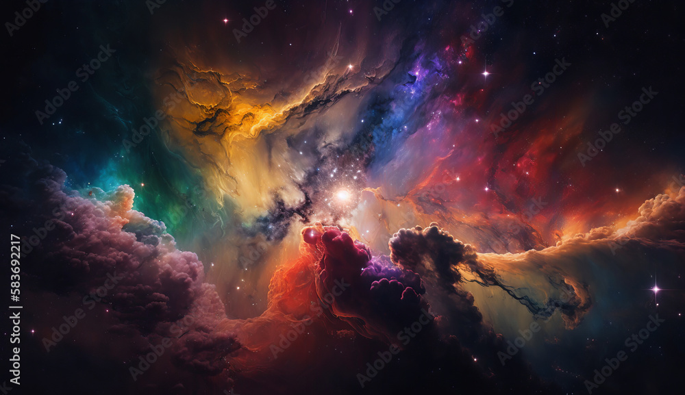 Fototapeta premium epic shot of planets and asteroids in nebulae. Generative AI