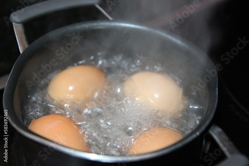 Boiled eggs. Cage-free eggs. Chicken eggs. Egg. Hard egg. photo