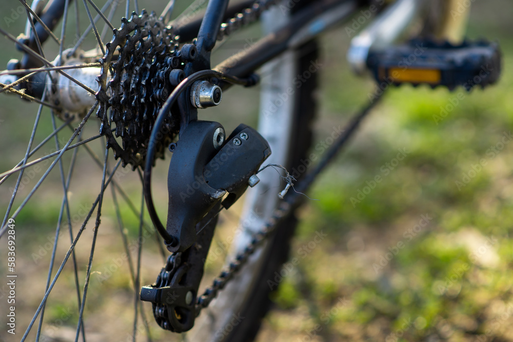 Bicycle stars of a back wheel. Bicycle repair and maintenance. Gear change stars. Bicycle stars of a back wheel. Bicycle repair and maintenance. Gear change stars.
