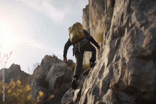 rock climber on the cliff - made with generative ai