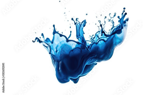 A dynamic splash of blue water captured in isolation against a white background