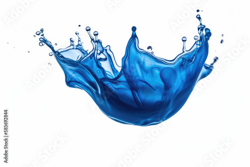 Vibrant Blue Water Splash Captured in Isolation on White Background