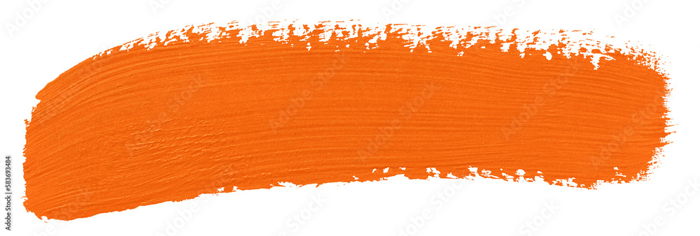 Orange stroke of paint isolated on transparent background Stock