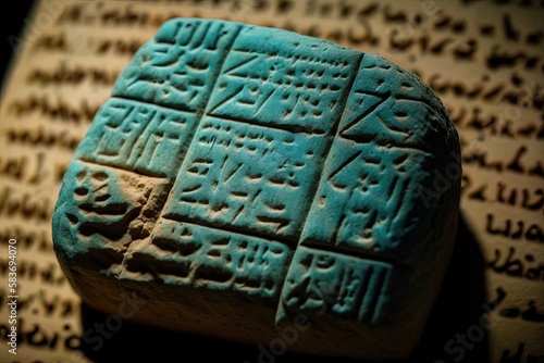 Image of a kanesh judgment written in Hittite cuneiforms up close. Generative AI photo