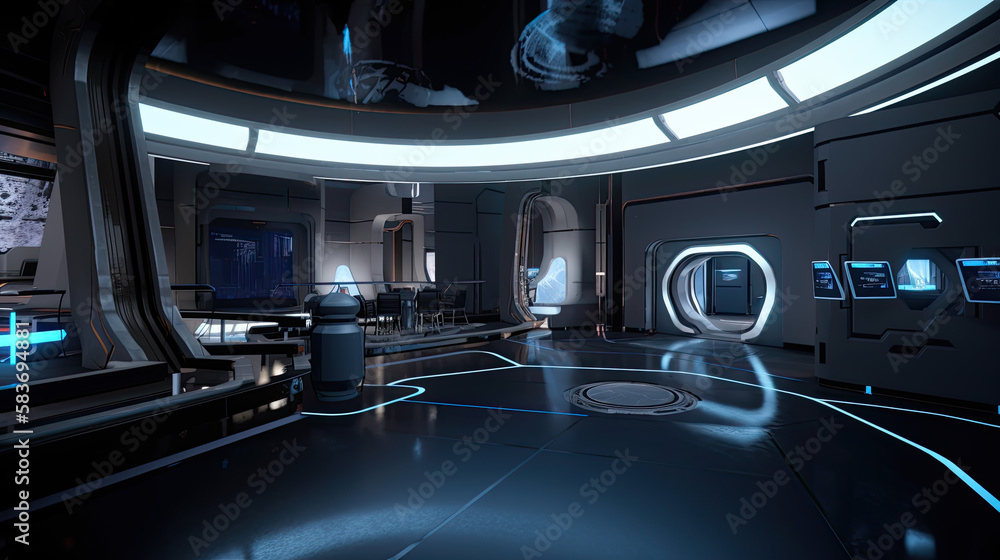 Interior of a Futuristic Station - AI-Generated Interior of a Futuristic Station - AI-Generated