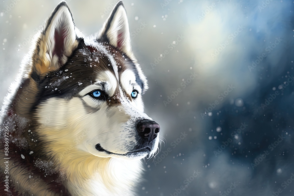 Wild Blizzard Dreams: A Fantasy Siberian Husky Illustration Generative AI Wild Blizzard Dreams: A Fantasy Siberian Husky Illustration Generative AI