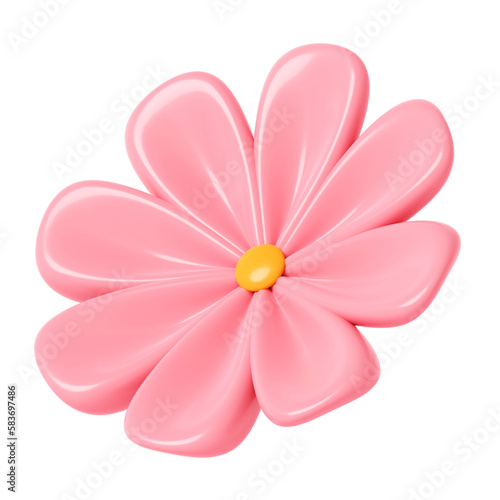 3D rendering. Pink flower isolated on background