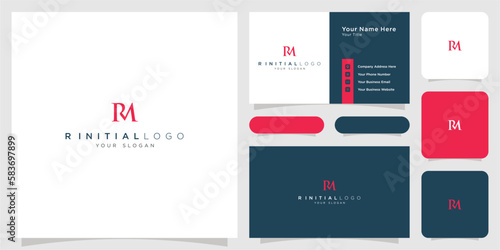 Monogram logo, Initial letters M, R, MR or RM,card template