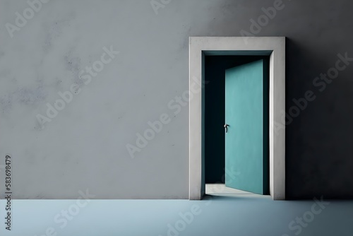 Background of a door. Wallpaper illustration. Front view with copy space for text information or content. Concept of future, freedom, business, new life. Generative AI.