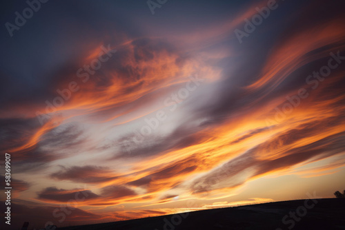 Photorealistic ai artwork of dramatic sky and clouds at sunset. Generative ai. © JG Marshall