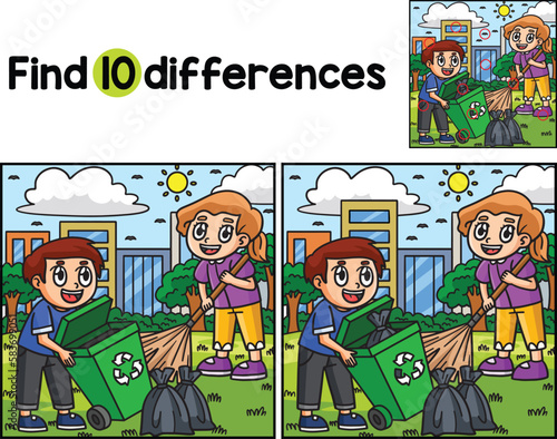 Earth Day Children Cleaning Find The Differences