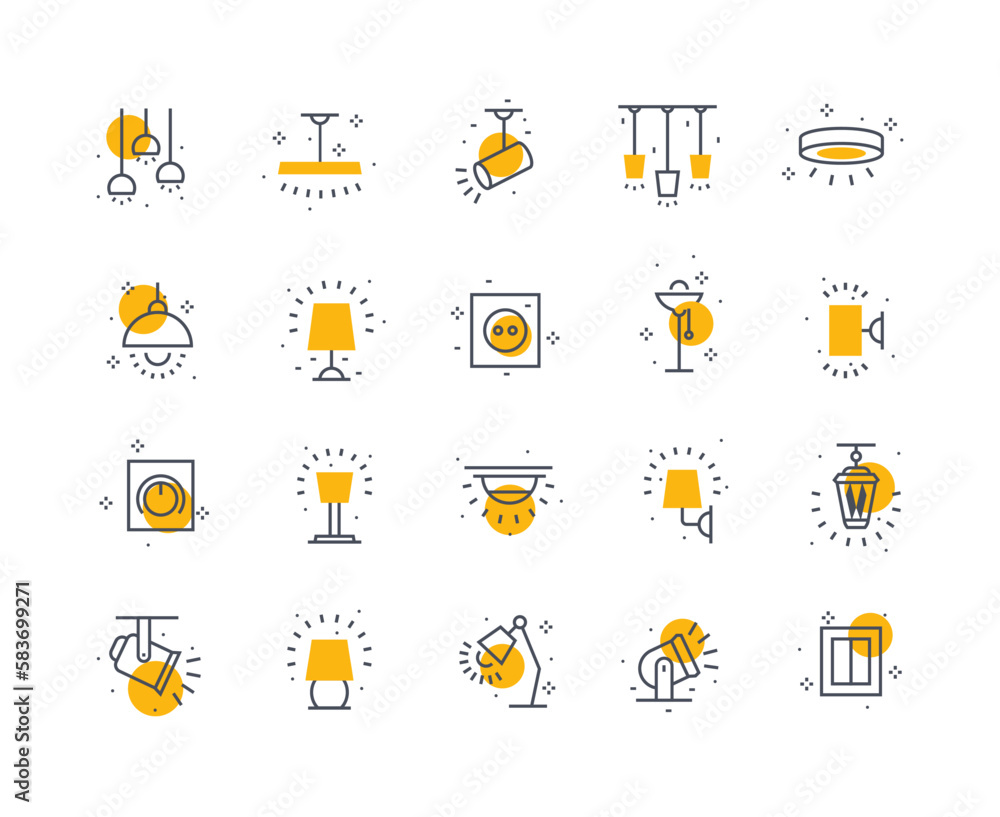 Fototapeta premium Lamps icons color set