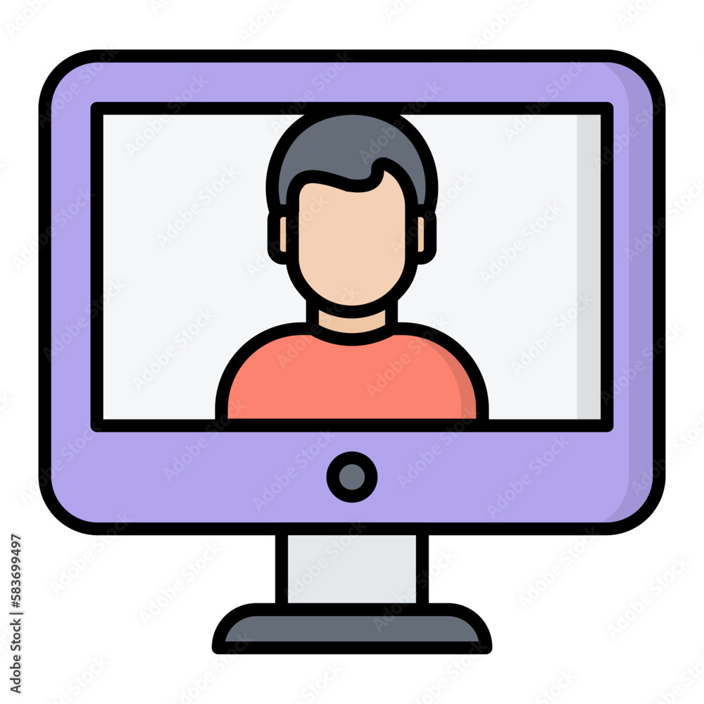 Video Conversation Line Color Icon