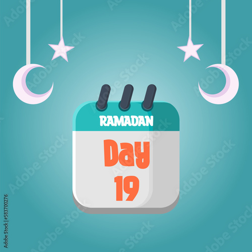 Daily Ramadan Day calendar icon. Wednesday, March 22, 2023. EPS 8 format