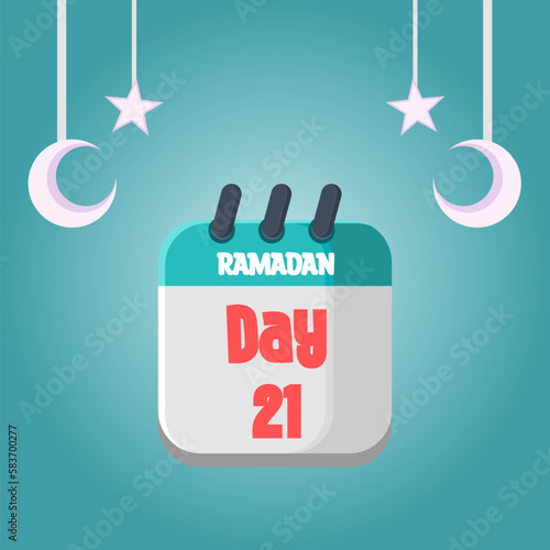 Daily Ramadan Day calendar icon. Wednesday, March 22, 2023. EPS 8 format
