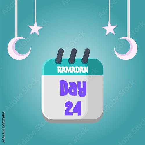 Daily Ramadan Day calendar icon. Wednesday, March 22, 2023. EPS 8 format