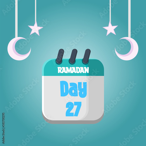 Daily Ramadan Day calendar icon. Wednesday, March 22, 2023. EPS 8 format