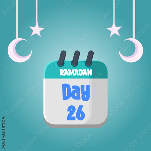 Daily Ramadan Day calendar icon. Wednesday, March 22, 2023. EPS 8 format