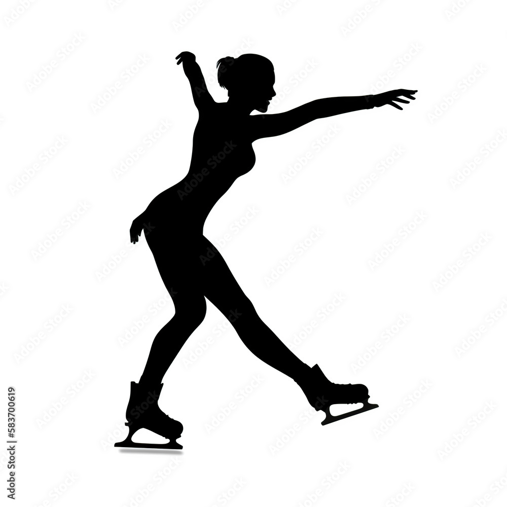 figure skating, silhouette, winter, sport, runner, vector, running, run, illustration, athlete, people, sports, black, fitness, body, player, karate, soccer, action, competition, woman, ball, exercise
