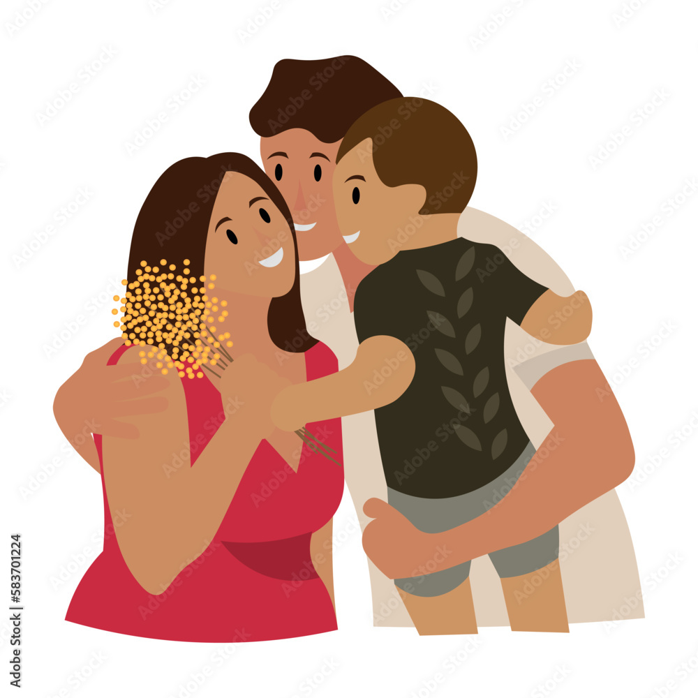Happy family on white background Happy family on white background