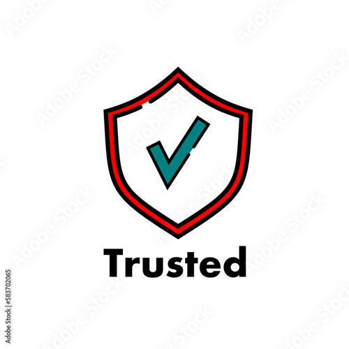 Trusted design logo template illustration. there are shield with true symbol