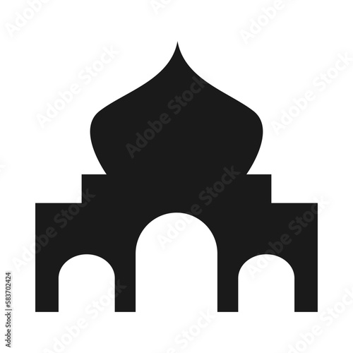 mosque icon. black and white silhouette. flat vector illustration.