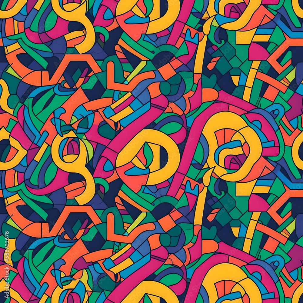 Obraz premium multi color abstract intricate shapes seamless texture pattern (ai generated)