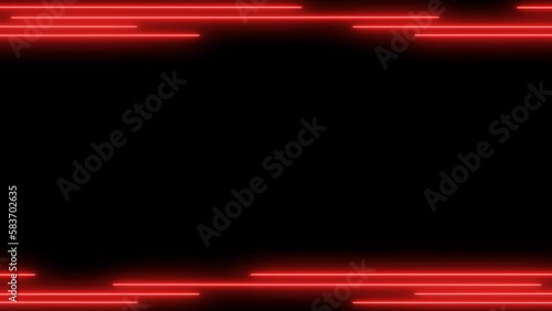 red laser effect. glowing neon frame background with empty space area. repetitive motion neon line animation. Bright neon light effect isolated on black. 4K graphic animation video