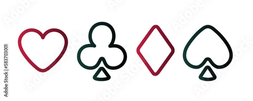 spades hearts clubs diamonds outline - poker blackjack casino gambling - four aces playing cards photo