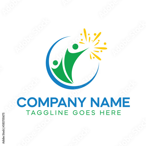 non profit logo design with two human icon, spark logo design template