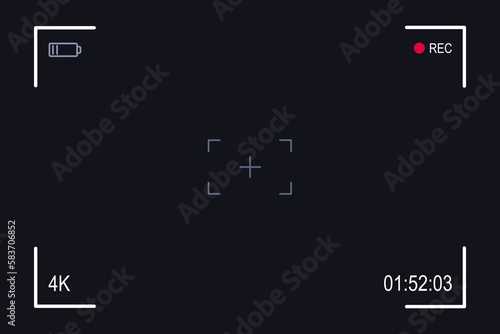 Vector template for camera display. CCTV, security recording.
