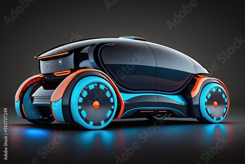 Electric futuristic self driving future car. Concept. Generative AI