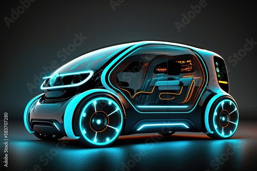 Electric futuristic self driving future car. Concept. Generative AI