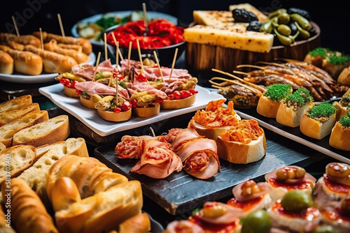 Fotobehang Pinchos and tapas typical of the Basque Country, Spain