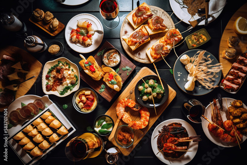 Fototapet Pinchos and tapas typical of the Basque Country, Spain