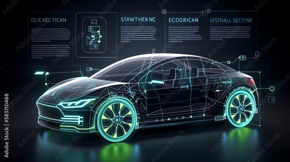 virtual infographic, holographic, electric car, generative ai virtual infographic, holographic, electric car, generative ai