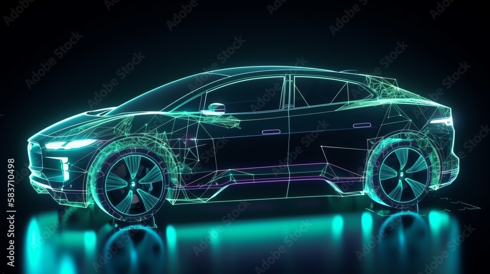 virtual infographic, holographic, electric car, generative ai virtual infographic, holographic, electric car, generative ai