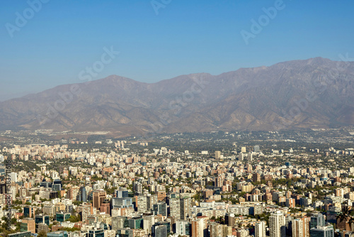 Panoramic view of Santiago de Chile from atop San Cristobal Hill