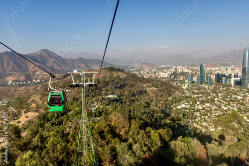 View of the city from Santiago Cable Car in Santiago de Chile