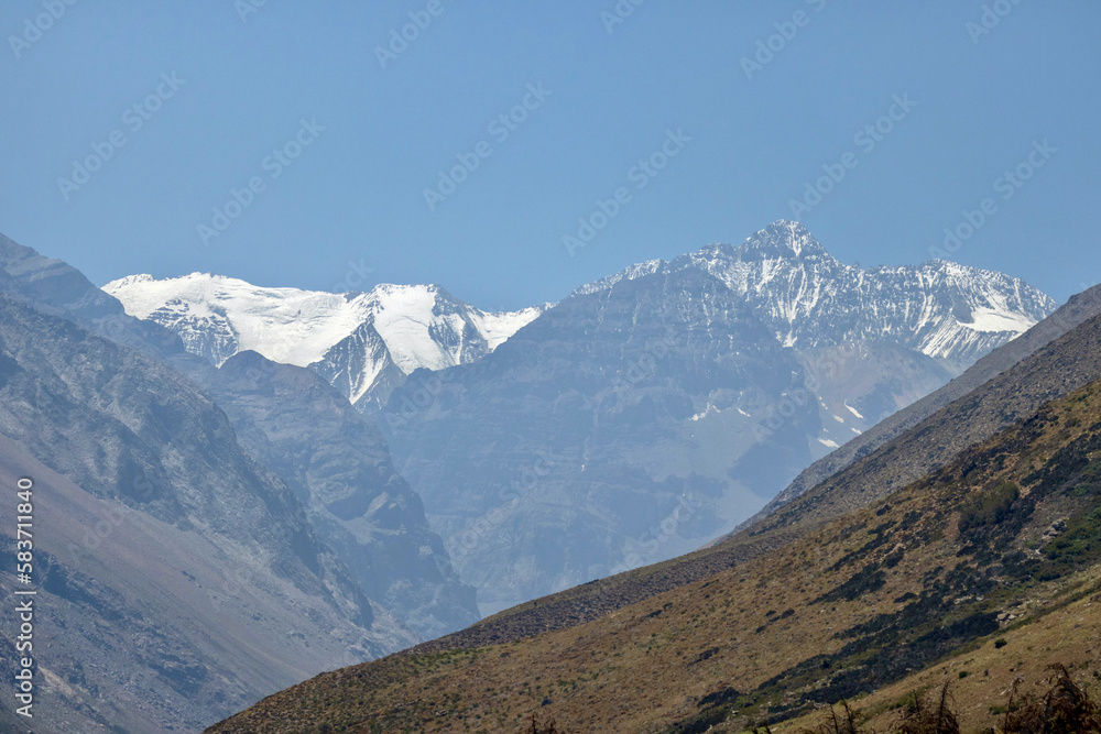 View of the Andes mountains from Yerba Loca Nature Sanctuary in Chile