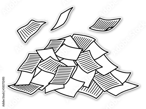 A pile of papers and documents fluttering in a jumbled pile Lined and embossed photo
