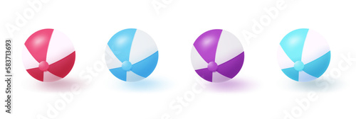 Beach ball element vector set. Beach ball colorful elements isolated fro summer elements. Vector illustration summer collection.
